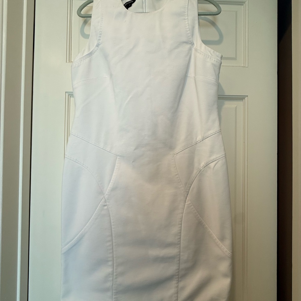 Sleek White Sleeveless Mini Dress by Paperwhite